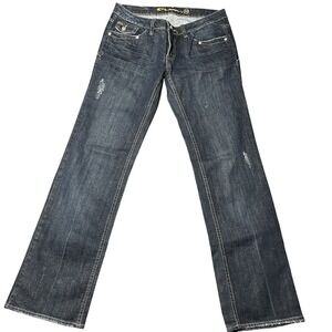 CO2 Premium Y2K Low Rise Distressed Flap Pocket Jeans Women's 30 Bootcut 31"